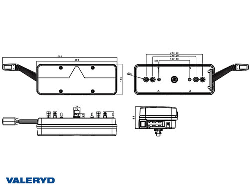 LED Straznje svjetlo Valeryd Kingpoint D 569x153x88mm 12-36V 6-funkcionalna, AMP, 4 superseal 2PIN