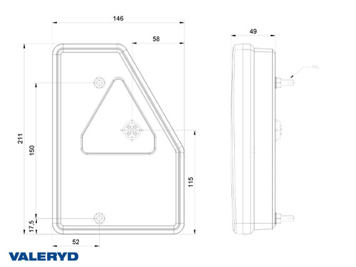 LED Rear light SCANDI-277 R 210,6x146x49 12V, Bayonet connection 5-pin