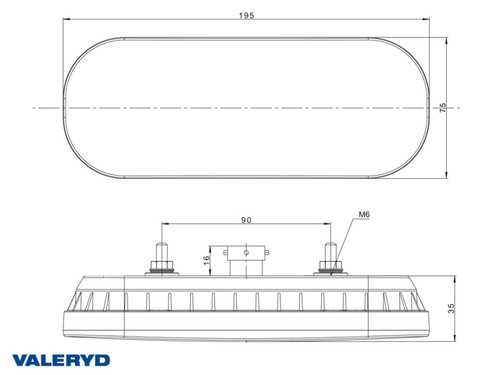 LED Tail light SCANDI-320 Right/Left 195x75x35, 12/36V, Bayonet 5-pin