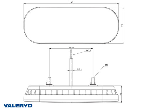 LED Tail light SCANDI-320 Right/Left 195x75x35, 12-36V, 500mm cable