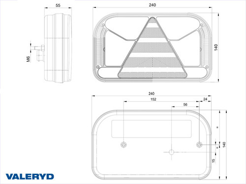 LED Tail light SCANDI-170 Left 240x140x55 12/24 V. 90 cm cable  [3010229]