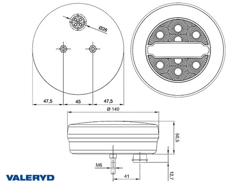 LED Tail light SCANDI-113 R/L Ø140x50,5mm with 5 pin Bayonet connection