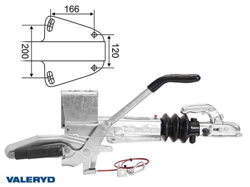 Overrun brake Knott, V, KF13-C, vers. GF, OE, 750-1300Kg, with bracket for jockey wheel  [2425013]