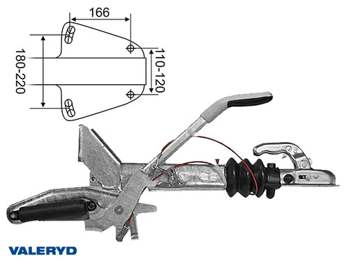 Overrun brake Knott, V, KF13-E, Ausf. GF, OE/UE, 750-1400Kg, with bracket for jockey wheel  [2425008]