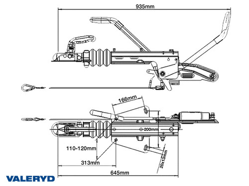 Overrun brake Knott, V, KF20-A, vers. GF, OE, 1100-2000Kg [2425001]