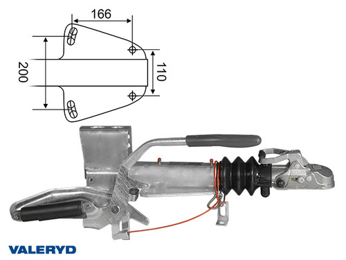 Overrun brake Knott KF13-C 1300 kg GF with cast coupling and jockey wheel bracket