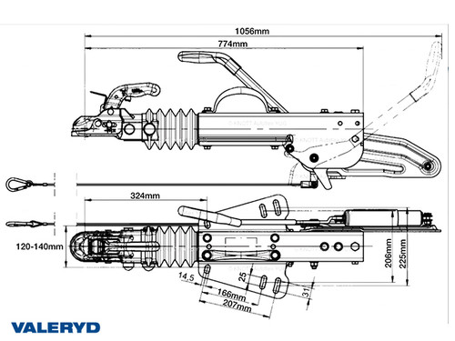 Overrun brake Knott, V, KFGL35-A, OE, 2700-3500Kg, with braket [2410047]