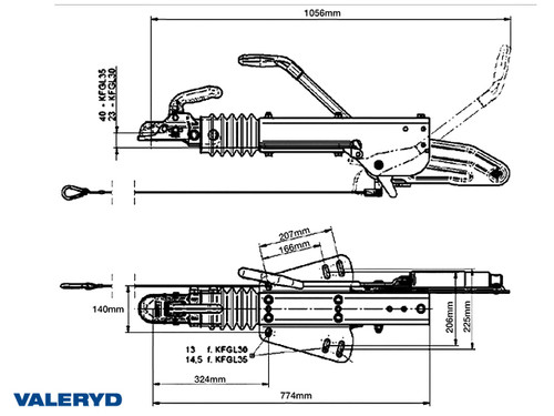 Overrun brake Knott, V, KFGL35-A, OE, 2700-3500Kg [2410046]