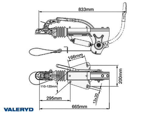 Overrun brake Knott, V, KFL20-A, OE, 1100-2000Kg