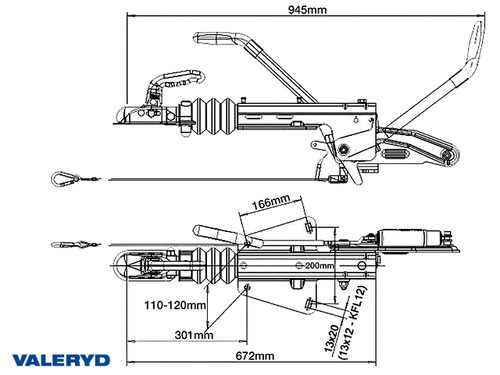 Overrun brake Knott, V,  KF30-E, vers. GF, OE, 1600-3000Kg [2410042]