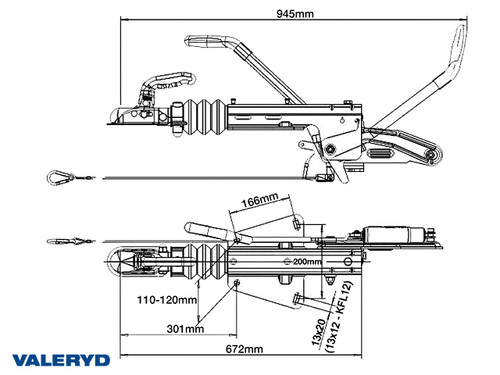 Overrun brake Knott, V, KF30-E, vers. GF, OE, 1600-3000Kg, with plate [2410043]