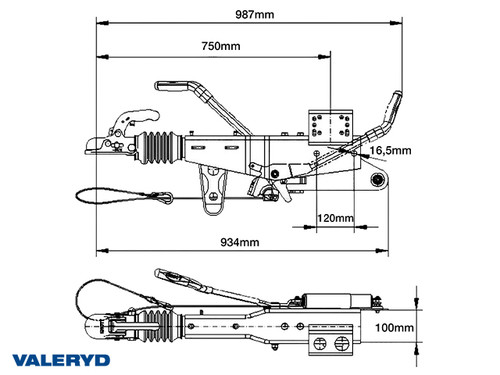 Overrun brake Knott KRV30-B 3000 kg with jockey wheel bracket