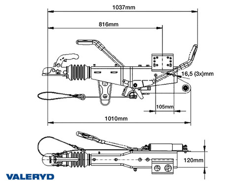 Overrun brake Knott, Vkt., KRV35-A, 2700-3500Kg, 120x120 [2410033]