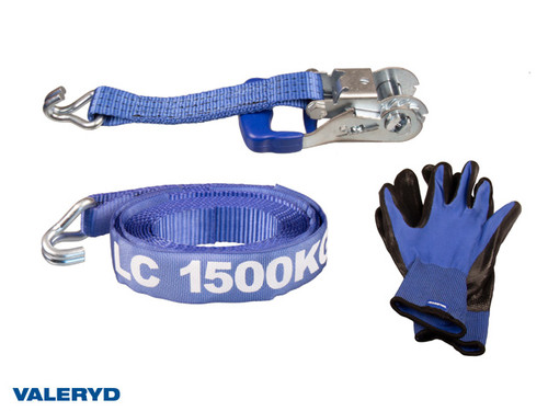 Ratchet tie down set 38mm with hook. Length 0,3+4,7m. 1500 daN [6600009]
