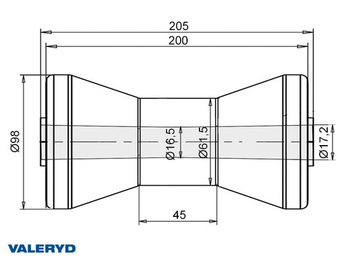 Keel roller Plastic 205x98, Hole Ø16 mm, 1000 kg [6369003]
