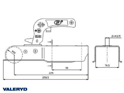 Coupling head 750 kg, Square 70 mm, vertical hole template CC= 90 mm [2299018]