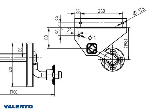 Axle Unbraked 750 Kg 1380/1700 4x100