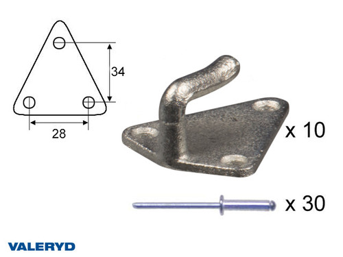 Hook metal for cargo nets with rivet (10 pack) [6999090]