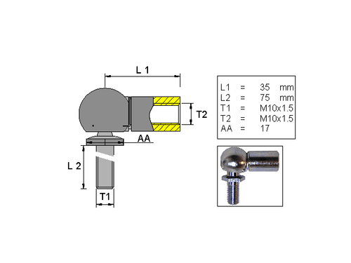 Angled ball joint ; L=35; M10 [6820310]