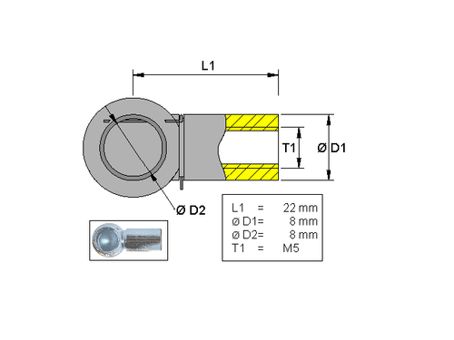 Ball socket, Metal; L=22; M5 [6820401]