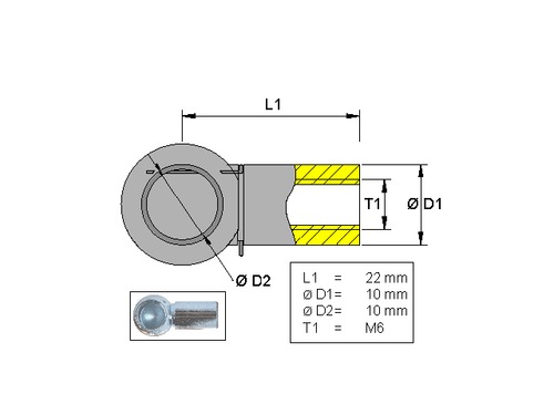 Ball socket , Metal ; L=22; M6 [6820402]