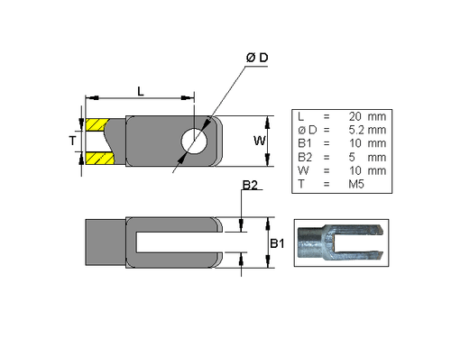 Fork head ; L=20; M5 [6820101]