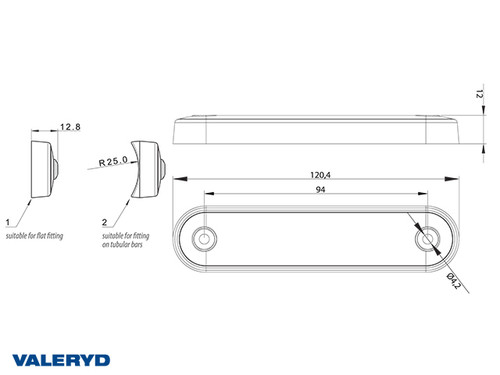 LED Pozicija Valeryd 120,4x12,8mm crvena 12-36V ulazi. 150 mm kabel