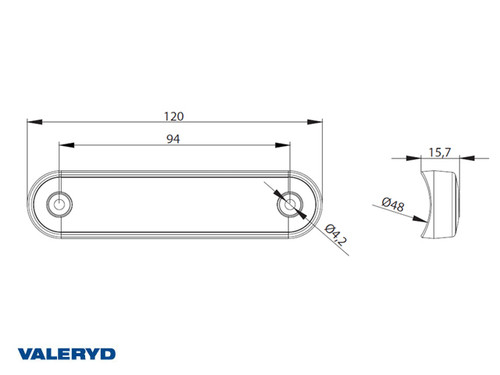 LED Pozicija Valeryd 120,4x12,8mm crvena 12-36V ulazi. 150 mm kabel