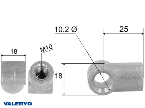 Hinge eye for gas spring; L=25; M10 [6820025]