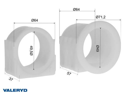 Coupling bush set 49x64x57/37 Al-Ko 131R; 161S/VB; 250S/1; 251S/VB/G; 351ZA 1993- [2070201]