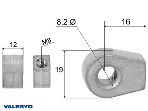 Hinge eye for gas spring; L=16; M8 [6820030]