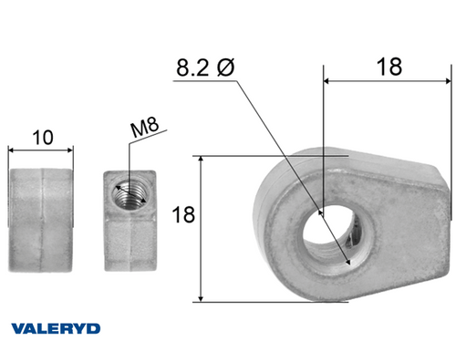 Hinge eye for gas spring; L=18; M8 [6820028]