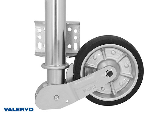 Auto fold jockey wheel Ø60 mm Metal rim Solid rubber wheel 200x60 mm. Sup. load 250 Kg U-brckt [6659018]