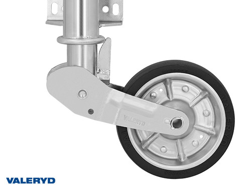 Auto fold jockey wheel Ø60 mm Metal rim Solid rubber wheel 200x60 mm. Sup. load 250 Kg U-brckt [6659018]