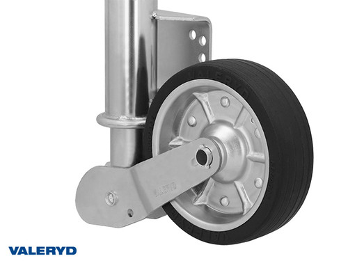 Auto fold jockey wheel Ø60 mm Metal rim Solid rubber wheel 200x60 mm. Sup. load 250 Kg U-brckt [6659018]