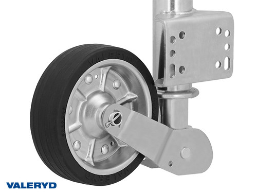 Auto fold jockey wheel Ø60 mm Metal rim Solid rubber wheel 200x60 mm. Sup. load 250 Kg U-brckt [6659018]