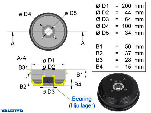 Kočioni bubanj 200x50 4x100 odgovara BPW S2005-7 kompaktnom ležaju