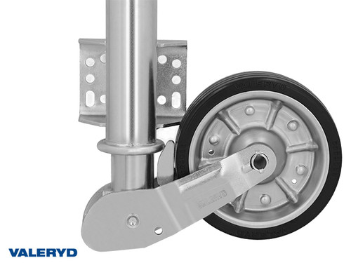 Auto fold jockey wheel Ø60 mm Metal rim. Solid rubber wheel 200x60 mm. Sup. load 500 Kg U-brckt [6659038]