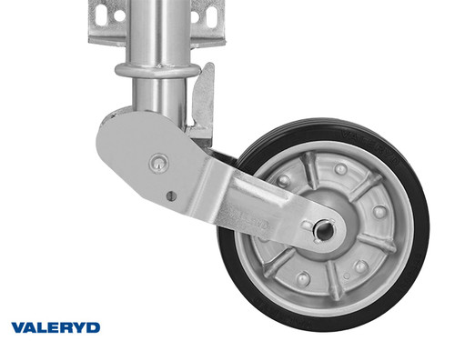 Auto fold jockey wheel Ø60 mm Metal rim. Solid rubber wheel 200x60 mm. Sup. load 500 Kg U-brckt [6659038]