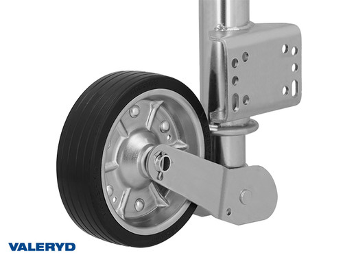 Auto fold jockey wheel Ø60 mm Metal rim. Solid rubber wheel 200x60 mm. Sup. load 500 Kg U-brckt [6659038]