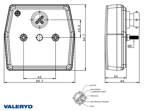 LED Reversing right/left 99,7x92,7x30, Bayonet connection, number plate light,  CC=45mm (2-pack) [3010273]