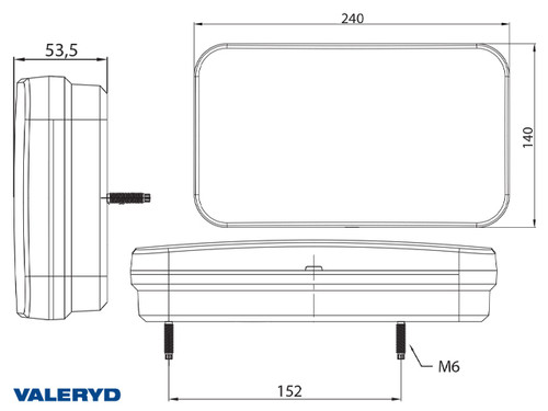 LED Tail light SCANDI-370 12-36V, Left, 7 functions, 1 meter cable 