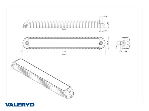 Universal LED lamp clear Valeryd 2-function, fog light/tail light 12/24V 1m cable, White/red