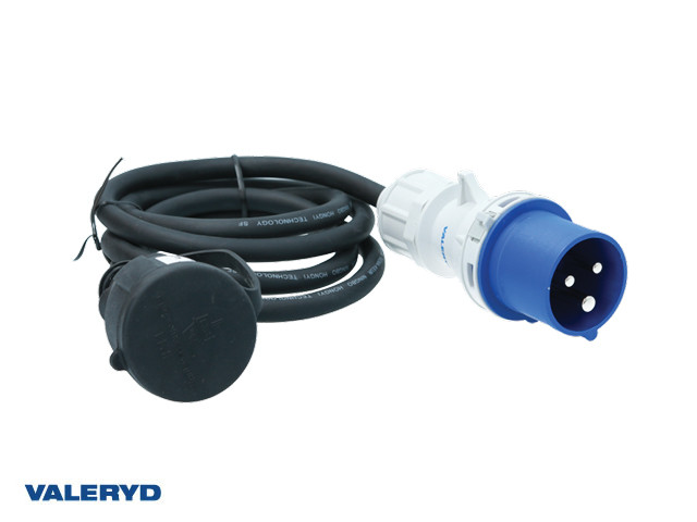 CEE adapter 3-pin CEE male-Schuko female. L= 1,5 m 250V/16A IP44