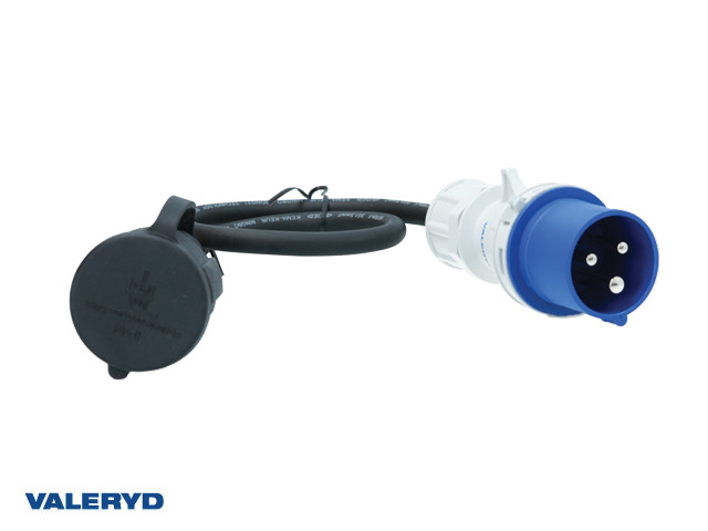 CEE adapter 3-pin CEE male-Schuko female. L= 0,35 m 240V/16A IP44