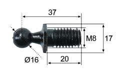 Kugla kutnog zgloba Ø16; L=37; M8