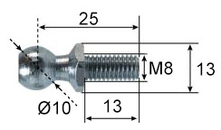 Kugelzapfen aus Edelstahl Ø10; L=25; M8