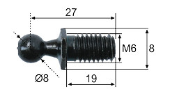 Kugla kutnog zgloba Ø8; L=27; M6