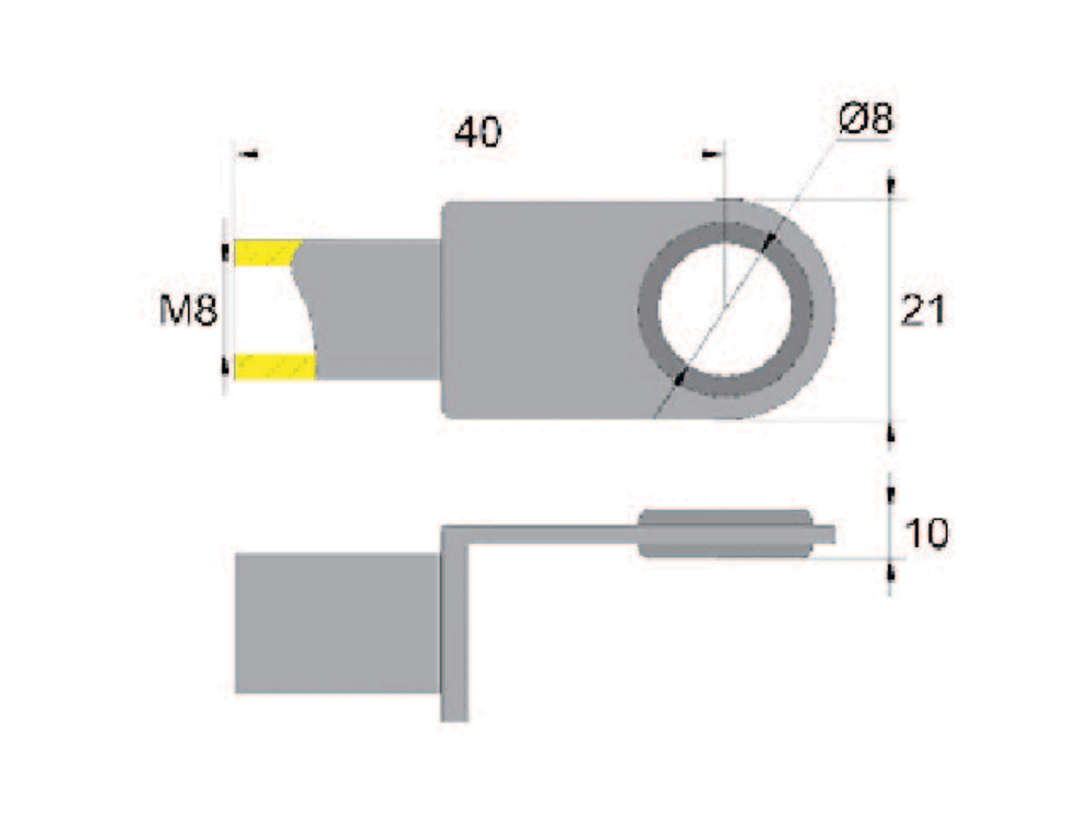 Befestigungsöse für Gasfeder; L=40; M8
