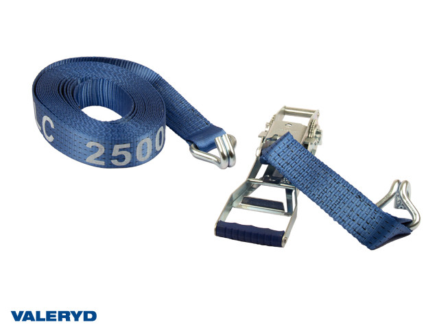 Zurrgurtset 50mm mit doppel J-Haken, long handle. Länge 0,5+9,5m. 2500 daN